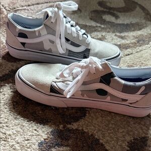 Vans Black and White Camouflage Sneakers size 7